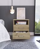 English Elm Light Oak 2-Drawer 1-Shelf Rectangle Nightstand