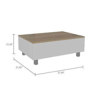 English Elm Tilton Lift-Top Coffee Table White Oak with Hidden Storage, Stainless Steel Legs, Locking Wheels B06280628