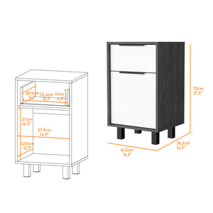 English Elm Smokey Oak and White 1-Drawer Nightstand with Cabinet Storage, Sturdy Legs, Stylish Display Surface B06280711