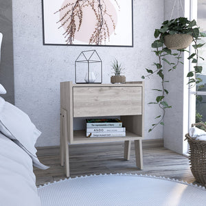 English Elm Hosley Elegant 1-Drawer Nightstand in Light Grey with Open Shelf, Compact Storage & Romantic Style B06280567