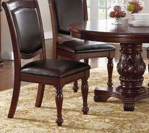 English Elm Gorgeous Formal Rubberwood Dining Side Chairs Set of 2 with Carved Accents Faux Leather Padded Seats Brown 22 L x 15 W x 42 H B01180914