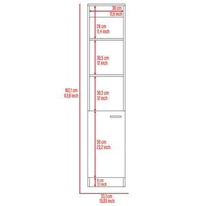 English Elm Wenge Tall Linen Cabinet 63.8" H Slim 5-Shelf Storage with 3 Open Shelves & Bottom Door for Bath B06280221
