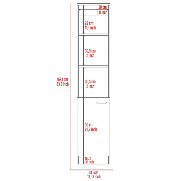 English Elm Wenge Tall Linen Cabinet 63.8" H Slim 5-Shelf Storage with 3 Open Shelves & Bottom Door for Bath B06280221