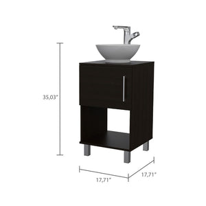 English Elm 1-Shelf Single Bathroom Vanity Wenge Resin Sink Modern Storage Cabinet Open Shelf Humidity-Resistant Legs 35" B062S00077