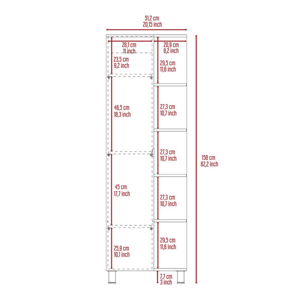 English Elm Wenge 5-Shelf Linen Cabinet With Mirror - Stylish Storage Solution For Compact Bathrooms & Decor B06280255-GIGA