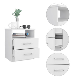 English Elm Brookeline Romantic 2-Drawer 1-Shelf Nightstand with Spacious Top, Durable Metal Railings & Pulls White B06280585
