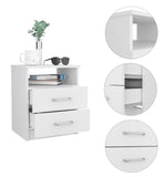 English Elm Brookeline 2-Drawer 1-Shelf Rectangle Nightstand White