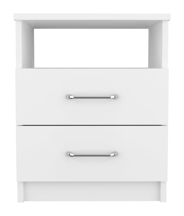 English Elm Brookeline Romantic 2-Drawer 1-Shelf Nightstand with Spacious Top, Durable Metal Railings & Pulls White B06280585