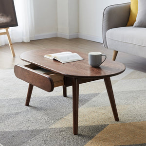 English Elm Capsule Solid Wood Coffee Table with Drawer Low Profile Natural Grain Living Room Desk W128367564