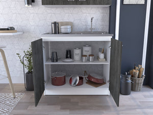 English Elm Brookeline Two-tone Utility Sink Cabinet with Stainless Steel Basin for Laundry Rooms B062S00146