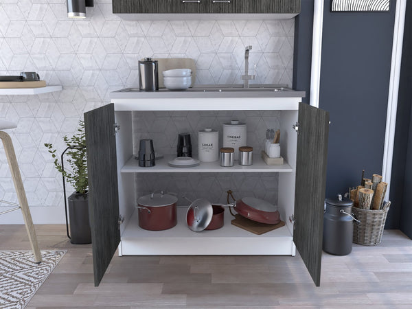 English Elm Brookeline Two-tone Utility Sink Cabinet with Stainless Steel Basin for Laundry Rooms B062S00146