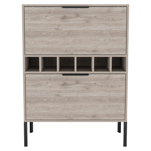 English Elm Winthrop Light Grey 6-Bottle Bar Cabinet with Steel Legs, 2 Drawers & Spacious Mixer Top for Entertaining B06280597