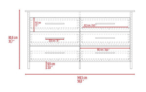 English Elm Southington Sleek 6-Drawer Rectangle Dresser with Black Metal Pulls and Spacious Organized Storage Beige B062S00141