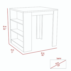 English Elm Elkins 3-Drawer Kitchen Island White and Pine — Compact Storage, Open Shelves, Multipurpose Dining Surface B062S00007