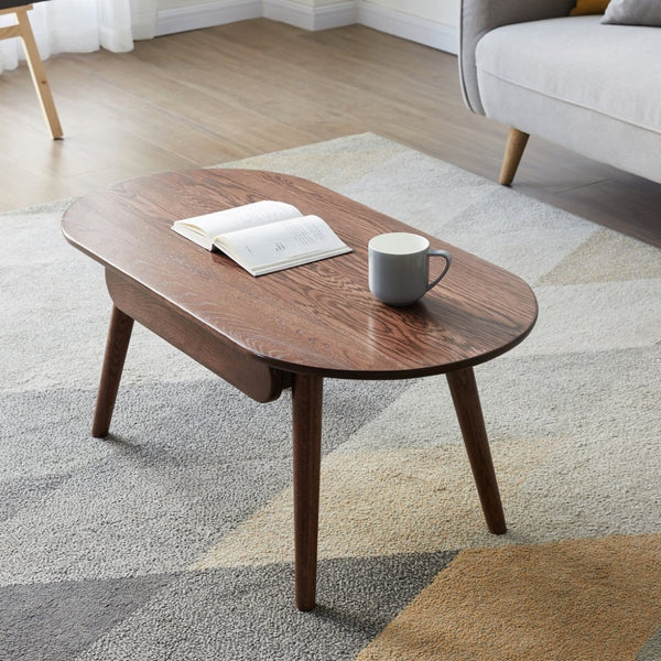English Elm Capsule Solid Wood Coffee Table with Drawer Low Profile Natural Grain Living Room Desk W128367564