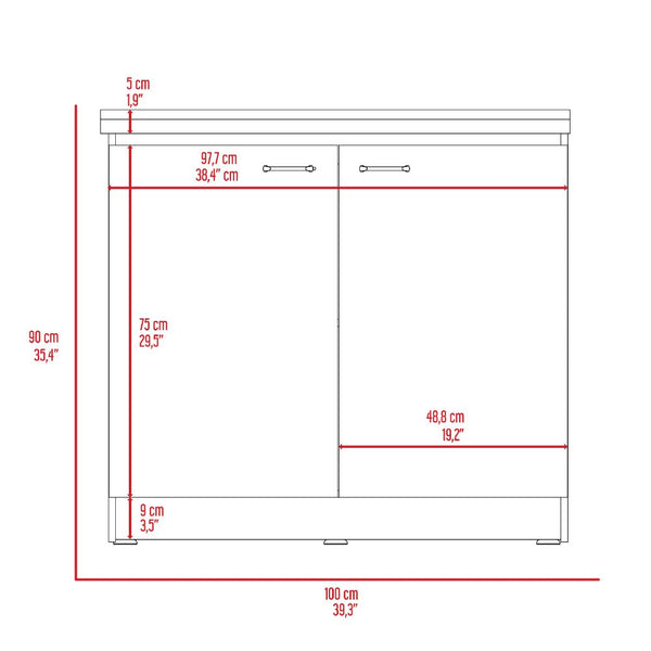 English Elm Brookeline Contemporary 2-Door Utility Sink Cabinet in White & Light Gray — Multiroom Workspace, 39.3" wide B062S00147