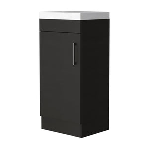 English Elm Wenge Bathroom Vanity with Metal Handle, Single-Door Cabinet, Interior Shelf & Slim Profile 34.65" B062S00179