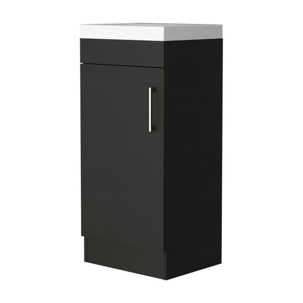 English Elm Wenge Bathroom Vanity with Metal Handle, Single-Door Cabinet, Interior Shelf & Slim Profile 34.65" B062S00179