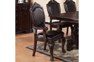 English Elm Gorgeous Formal Rubberwood Dining Side Chairs Set of 2 with Carved Accents Faux Leather Padded Seats Brown 22 L x 16 W x 47 H B01180915