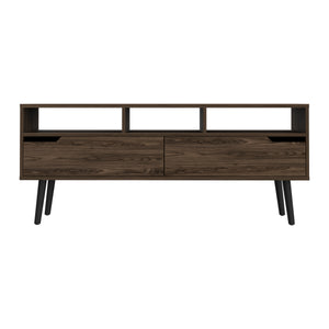 English Elm New Haven 2-Drawer 3-Shelf TV Stand Dark Walnut – Fits 60" TVs, 5 Shelves, 2 Doors, Organized Entertainment Storage B06280178