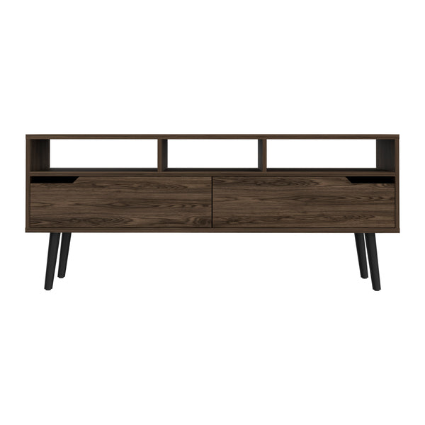 English Elm New Haven 2-Drawer 3-Shelf TV Stand Dark Walnut – Fits 60" TVs, 5 Shelves, 2 Doors, Organized Entertainment Storage B06280178