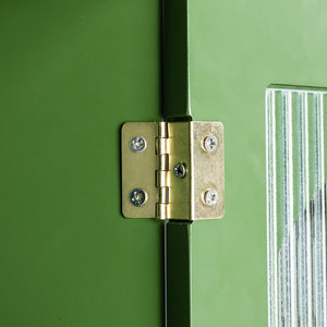 English Elm 71-inch Antique Green TV Console Table with Solid Wood Frame, Changhong Glass Doors & Metal Handles — Stylish Media Center for Bedroom or Kids' Room (74.8x22.05x7.87) W67966833