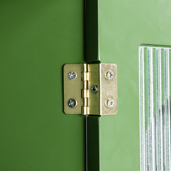 English Elm 71-inch Antique Green TV Console Table with Solid Wood Frame, Changhong Glass Doors & Metal Handles — Stylish Media Center for Bedroom or Kids' Room (74.8x22.05x7.87) W67966833