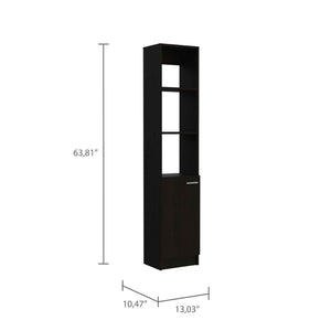 English Elm Wenge Tall Linen Cabinet 63.8" H Slim 5-Shelf Storage with 3 Open Shelves & Bottom Door for Bath B06280221