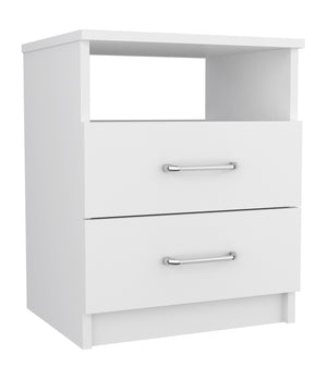 English Elm Brookeline Romantic 2-Drawer 1-Shelf Nightstand with Spacious Top, Durable Metal Railings & Pulls White B06280585