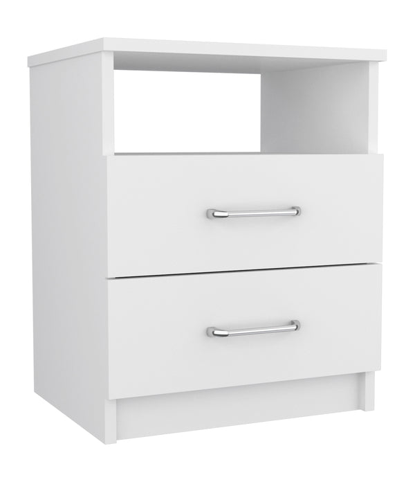 English Elm Brookeline Romantic 2-Drawer 1-Shelf Nightstand with Spacious Top, Durable Metal Railings & Pulls White B06280585