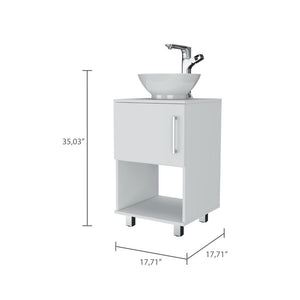 English Elm Saybrooke Modern 1-Shelf Single Bathroom Vanity White with Resin Sink, Cabinet & Open Shelf Storage B062S00078