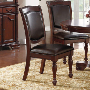 English Elm Gorgeous Formal Rubberwood Dining Side Chairs Set of 2 with Carved Accents Faux Leather Padded Seats Brown 22 L x 15 W x 42 H B01180914