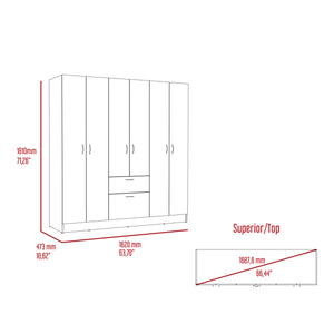 English Elm Davenport Wenge and White 1-Drawer 6-Door Rectangular Armoire with 8 Shelves — Modern Storage Solution B062S00165