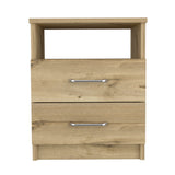 English Elm Light Oak 2-Drawer 1-Shelf Rectangle Nightstand