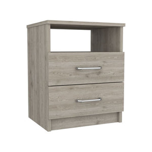 English Elm Brookeline Romantic 2-Drawer 1-Shelf Nightstand with Spacious Top, Durable Metal Railings & Pulls Light Gray B06280586