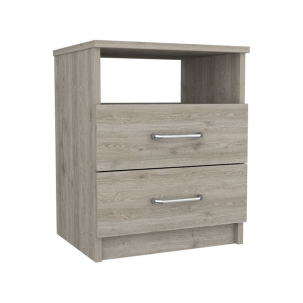 English Elm Brookeline Romantic 2-Drawer 1-Shelf Nightstand with Spacious Top, Durable Metal Railings & Pulls Light Gray B06280586