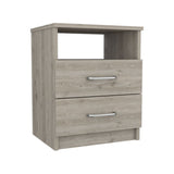 English Elm Brookeline 2-Drawer 1-Shelf Rectangle Nightstand Light Grey