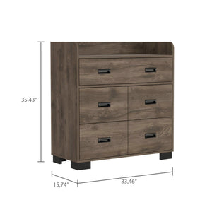 English Elm Edgemont 5-Drawer Dresser Dark Brown – Spacious double drawer, four singles, durable top, elegant finish for organized style B062S00161