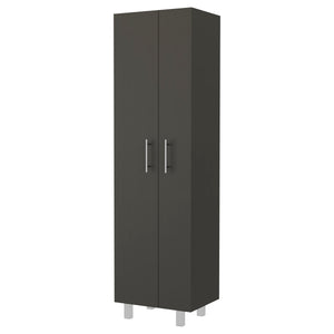 English Elm 2-Door Wenge and White Rectangle Pantry Cabinet with 5 Shelves, Tall Broom Closet for Modern Storage B062S00171