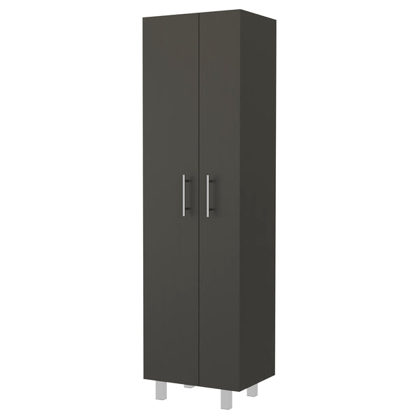 English Elm 2-Door Wenge and White Rectangle Pantry Cabinet with 5 Shelves, Tall Broom Closet for Modern Storage B062S00171