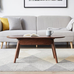 English Elm Capsule Solid Wood Coffee Table with Drawer Low Profile Natural Grain Living Room Desk W128367564