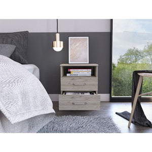 English Elm Brookeline Romantic 2-Drawer 1-Shelf Nightstand with Spacious Top, Durable Metal Railings & Pulls Light Gray B06280586