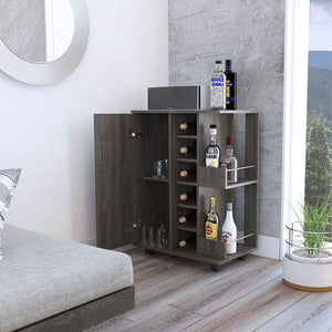English Elm Bartlet 2-Shelf Bar Cart With Wine Storage, Carbon Espresso Finish For Stylish Home Entertaining B06280455