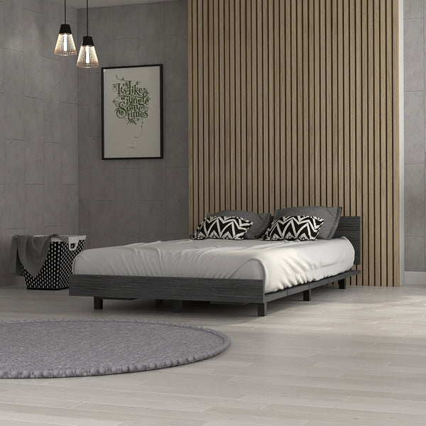 English Elm Nimmo Twin Bed Frame in Smokey Oak — Compact, Sturdy Platform Design, No Box Spring Needed Elegance B062S00176