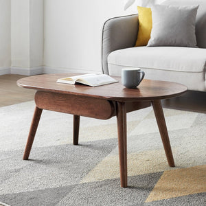 English Elm Capsule Solid Wood Coffee Table with Drawer Low Profile Natural Grain Living Room Desk W128367564