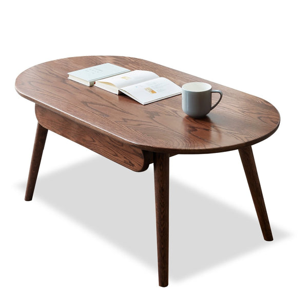 English Elm Capsule Solid Wood Coffee Table with Drawer Low Profile Natural Grain Living Room Desk W128367564