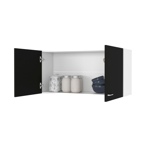 English Elm Carbon Espresso Rectangle 2-Door Wall Cabinet – Sleek Carbon finish, space-saving storage, modern organized appeal B06280329