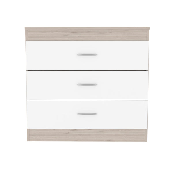 English Elm Bethage Modern 3-Drawer Dresser White - Compact Storage, Sleek Finish, Metal Handles, Versatile Style B06280072