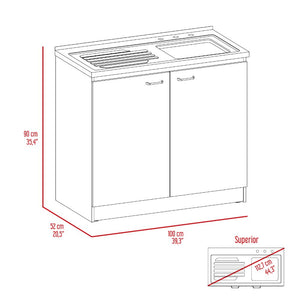 English Elm Brookeline Contemporary 2-Door Utility Sink Cabinet in White & Light Gray — Multiroom Workspace, 39.3" wide B062S00147