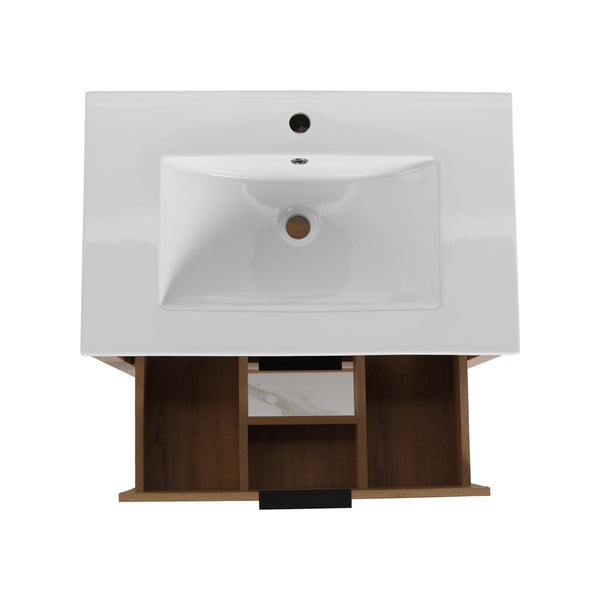 English Elm 30 Inch Bathroom Vanity - Stylish Plywood Design With Soft-Closing Drawers & Easy Installation W999S00061